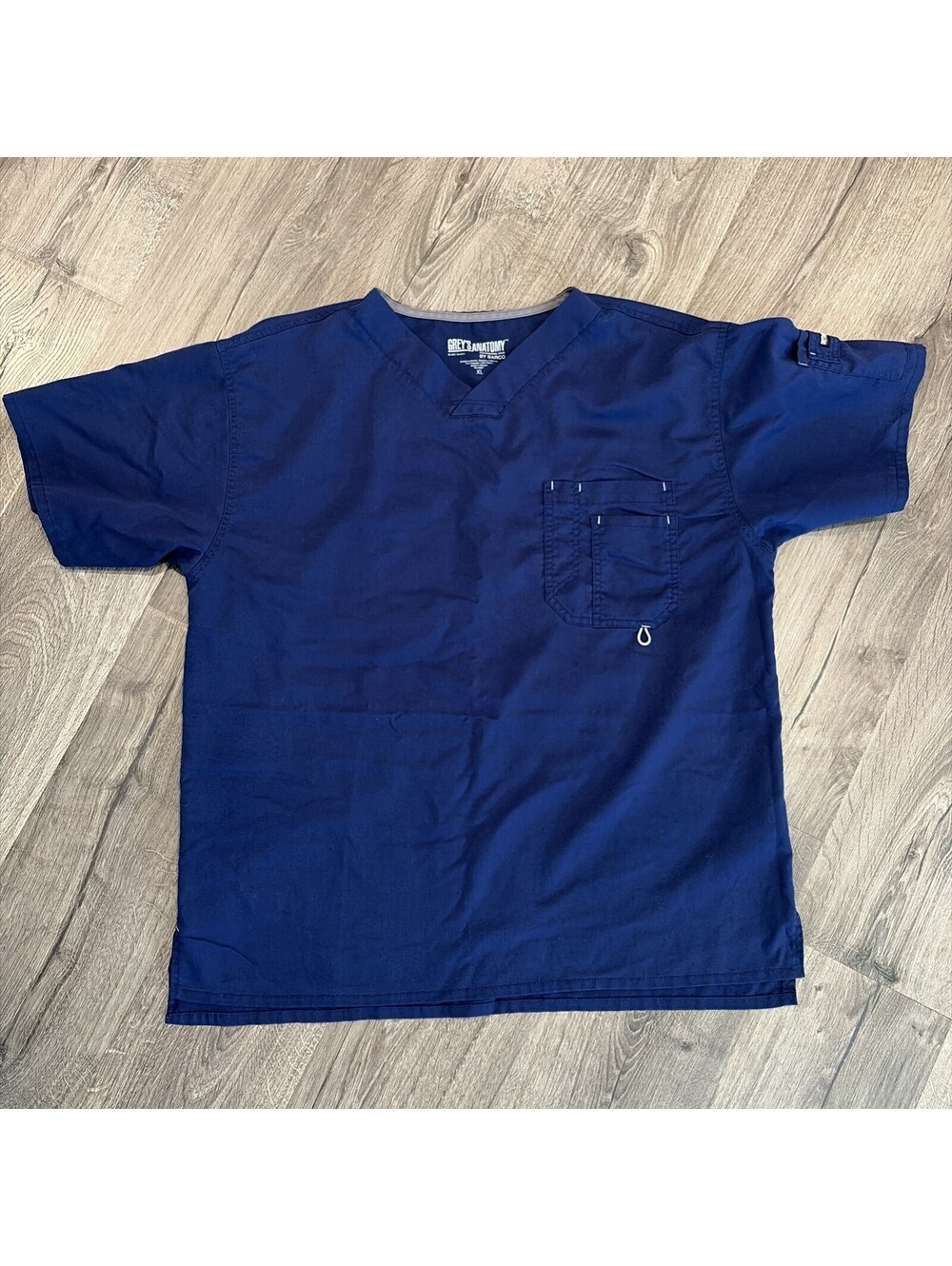 Grey's Anatomy by Barco Men's Scrub Top V-Neck Blue XL Medical Uniform Pocket